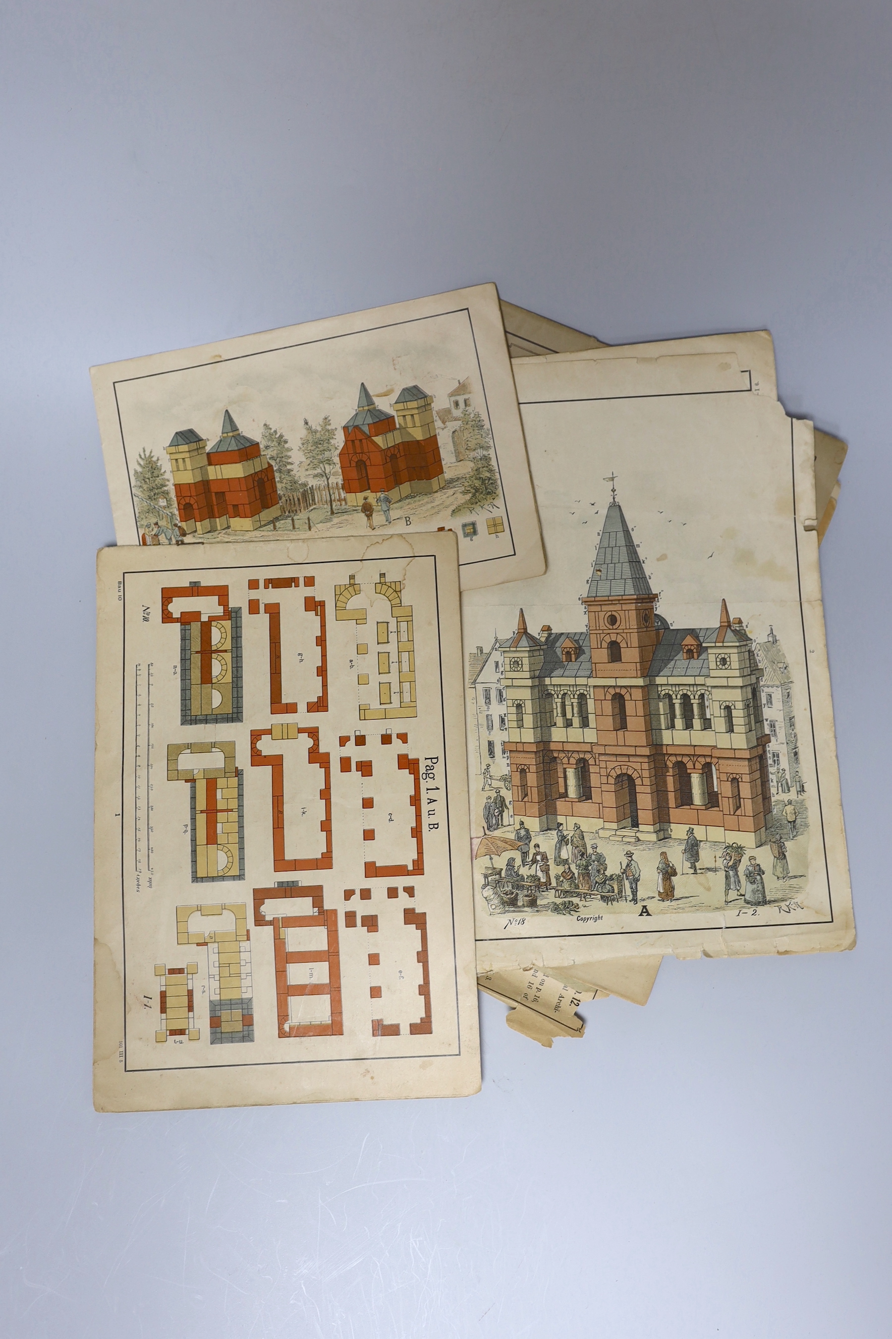 A set of cased building bricks, by Oskar Schneider, Leipzig